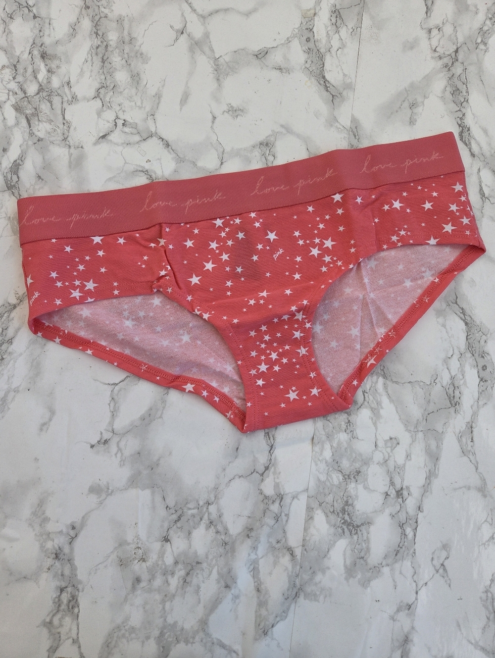 Victoria's Secret PINK Logo Cotton Hiphugger Hipster Panties L NWT